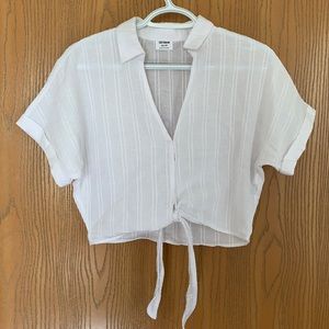 Cotton On Summer Sheer Tie Front Collared Shirt